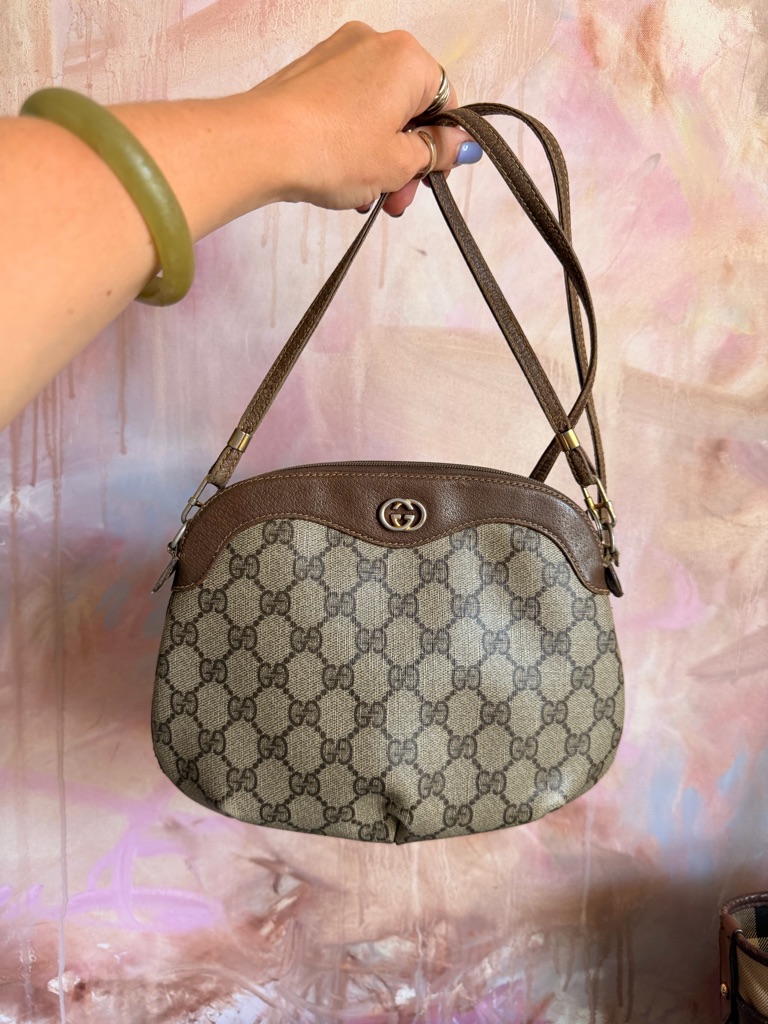 Gucci Beige And Brown Gg Supreme Shoulder Bag
